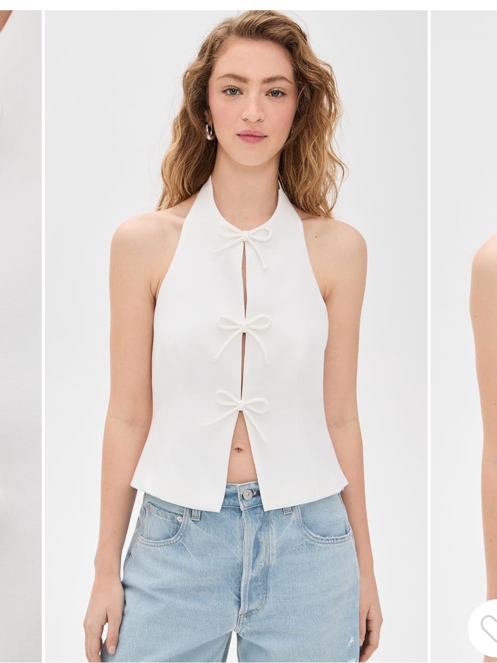 Endless Rose White Halter Bow-Front Camisole